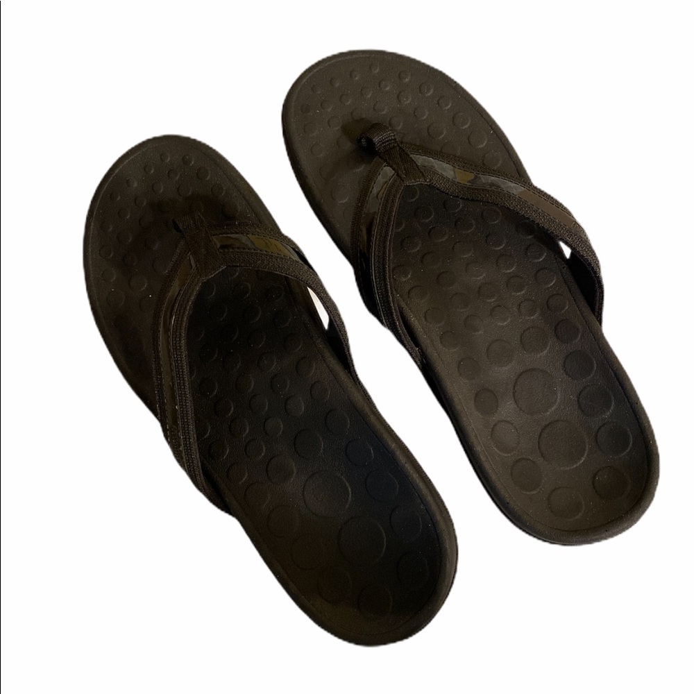 ORTHAHEEL BLACK FLIP FLOPS EUC; SIZE 8